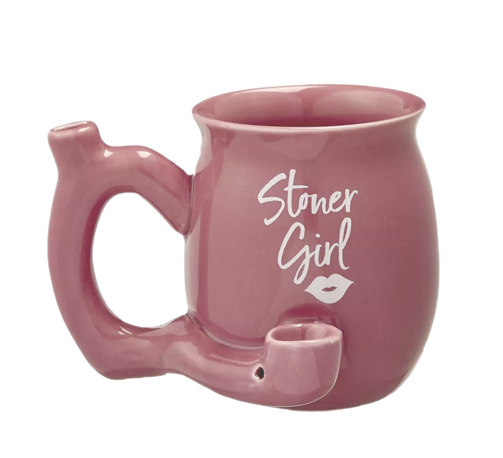 4'' Ceramic - Pink Stoner Girl Mug Hand Pipe