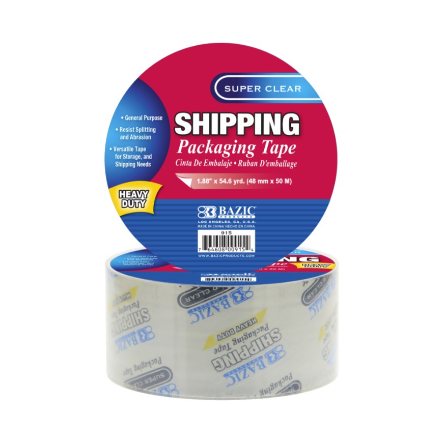 Bazic Products - Shipping Packaging Tape - Super Clear - 1.88" x 54.6 yrd.