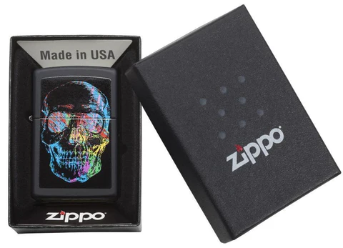 Zippo Lighter - Colourful Skull Design