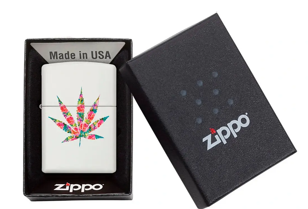 Zippo Lighter - Floral Weed Design