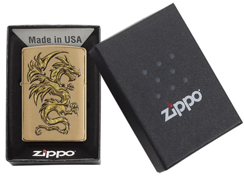 Zippo Lighter - Gold Dragon Design