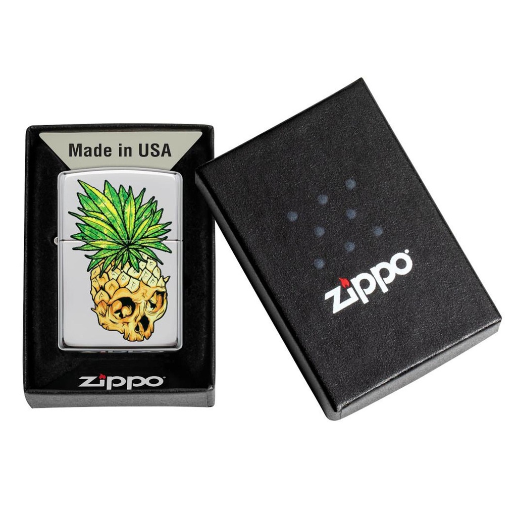 Zippo Lighter - Leaf Skull Pineapple