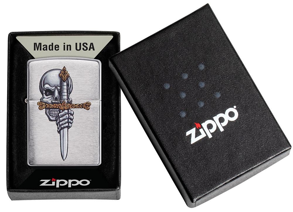 Zippo Lighter - Sword Skull Design 