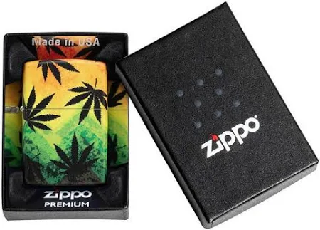 Zippo Lighter - Rasta Cannabis Design