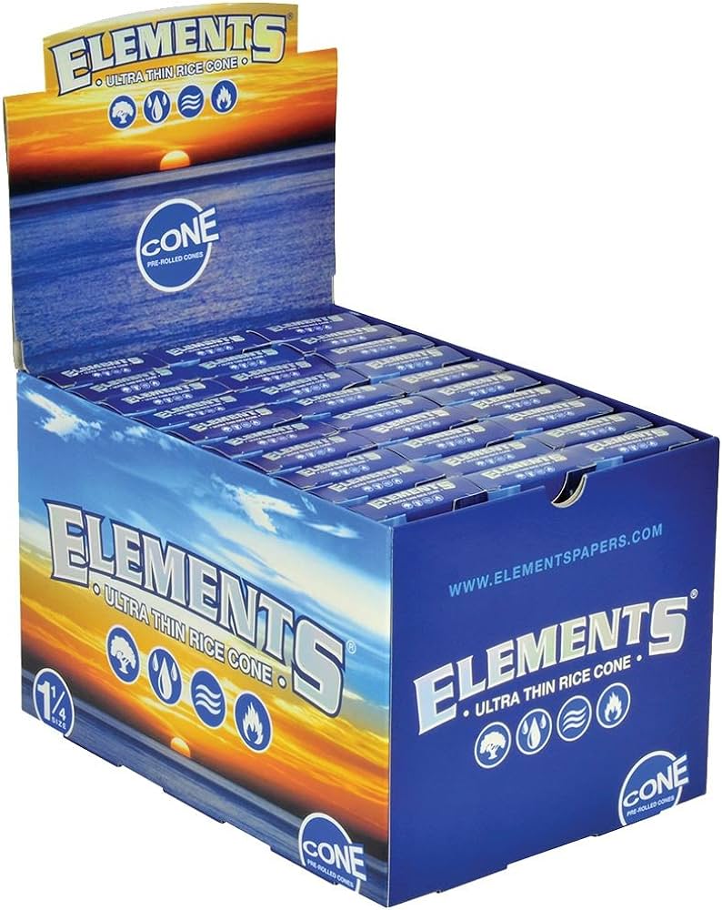 Elements - Ultra Thin Rice Cones - 1¼ Size - 30 Packs x 6 Cones per pack