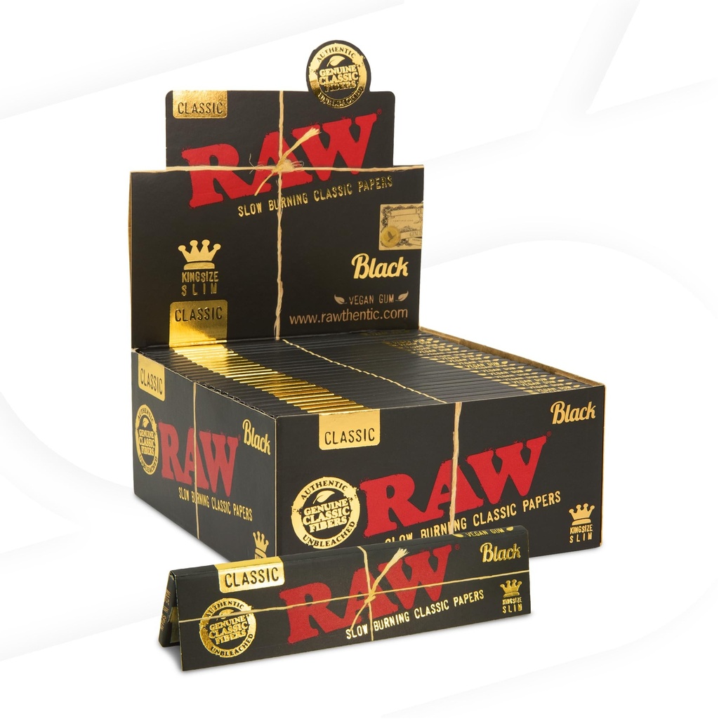 RAW - Black - King Size Slim - Classic Papers - 50 Packs x 32 Leaves 