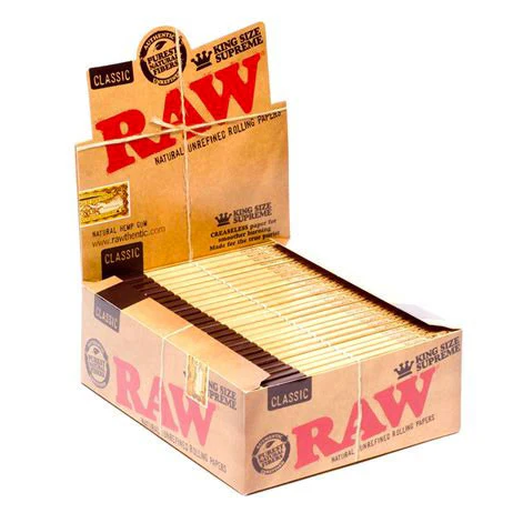 RAW - Classic Slow Burning Papers - King Size Supreme - 24 Per Box 