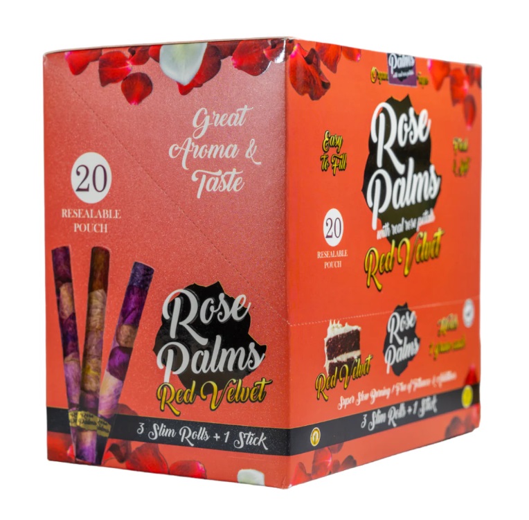 Rose Palms - 20 Pack/3 Slim Rolls - Red Velvet 