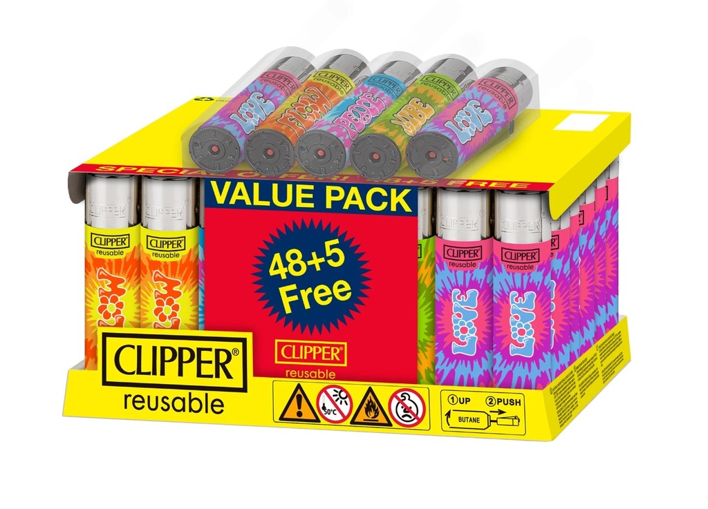 Clipper Lighters - New Tie Dye - 48+5 