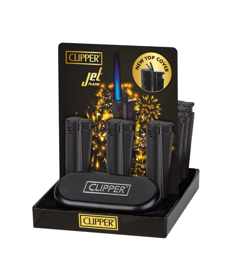 Clipper - Reusable - Matt Black 2 - 12 Lighters + 12 Gift Boxes