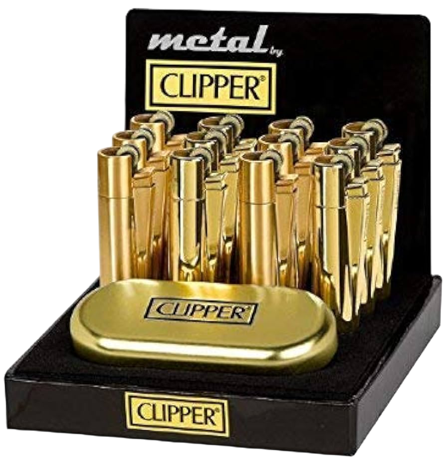 Clipper - Reusable - Gold - 12 Lighters + 12 Gift Boxes