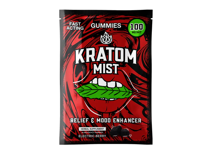 Kratom Mist - Electric Berry - 100MG/MIT - 2 Gummies x 10 Pouches 