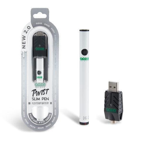 Ooze - Twist Slim Pen 2.0 - 320 mAh Flex Temp Battery - Ghost White 