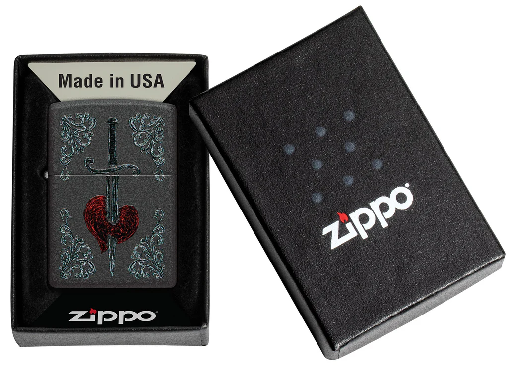 Zippo Lighter - Rose Dagger Tattoo Design 