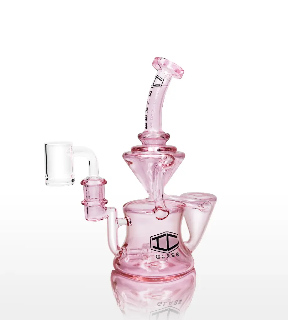 IC Glass - Milky Pink - Honey Drip Recycler with Mushroom Sphere