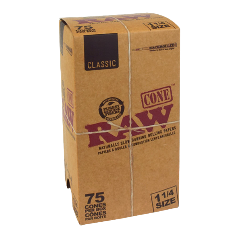 RAW - Classic - Backrolled Cones - 1¼ Size - 75 Per Box 