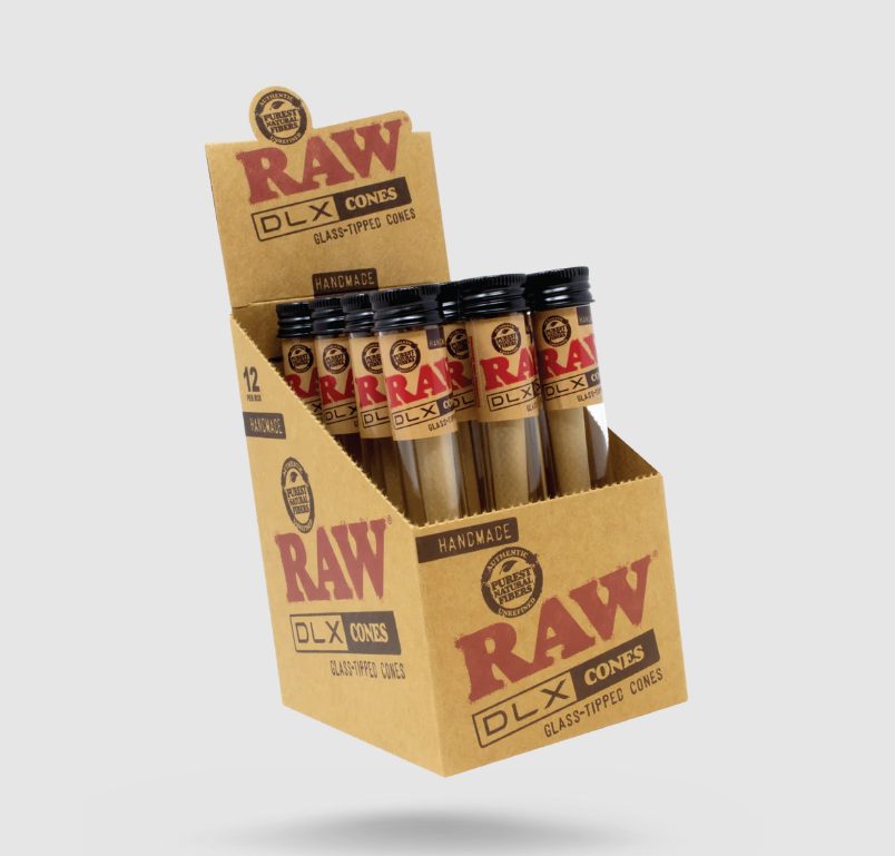 RAW - DLX Cones - Glass-Tipped Cones - 12 Per Box 