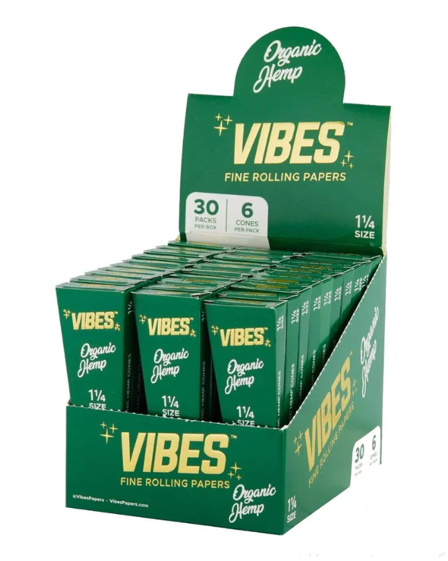 Vibes - Hemp Cones - 1¼ Size - 30 Packs/6 Cones