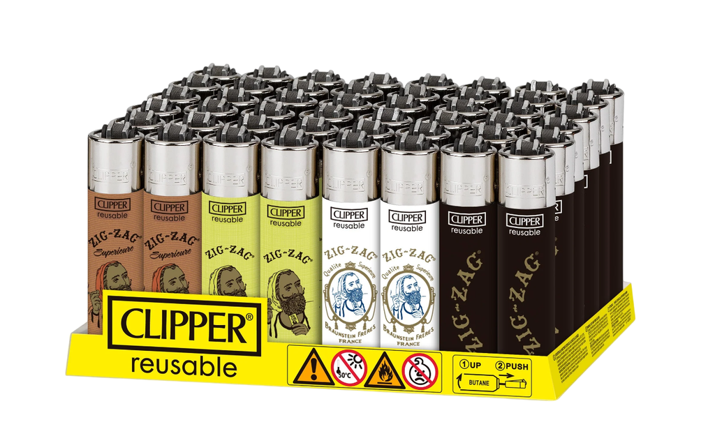 Clipper - Reusable Zig-Zag Lighters - Assorted Colors - 96ct