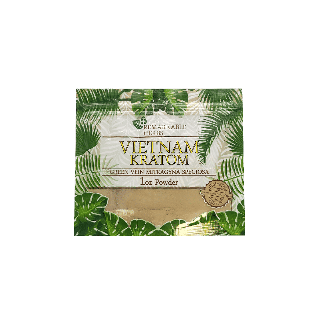 Remarkable Herbs - Green Vein Kratom Powder - Vietnam - 1oz