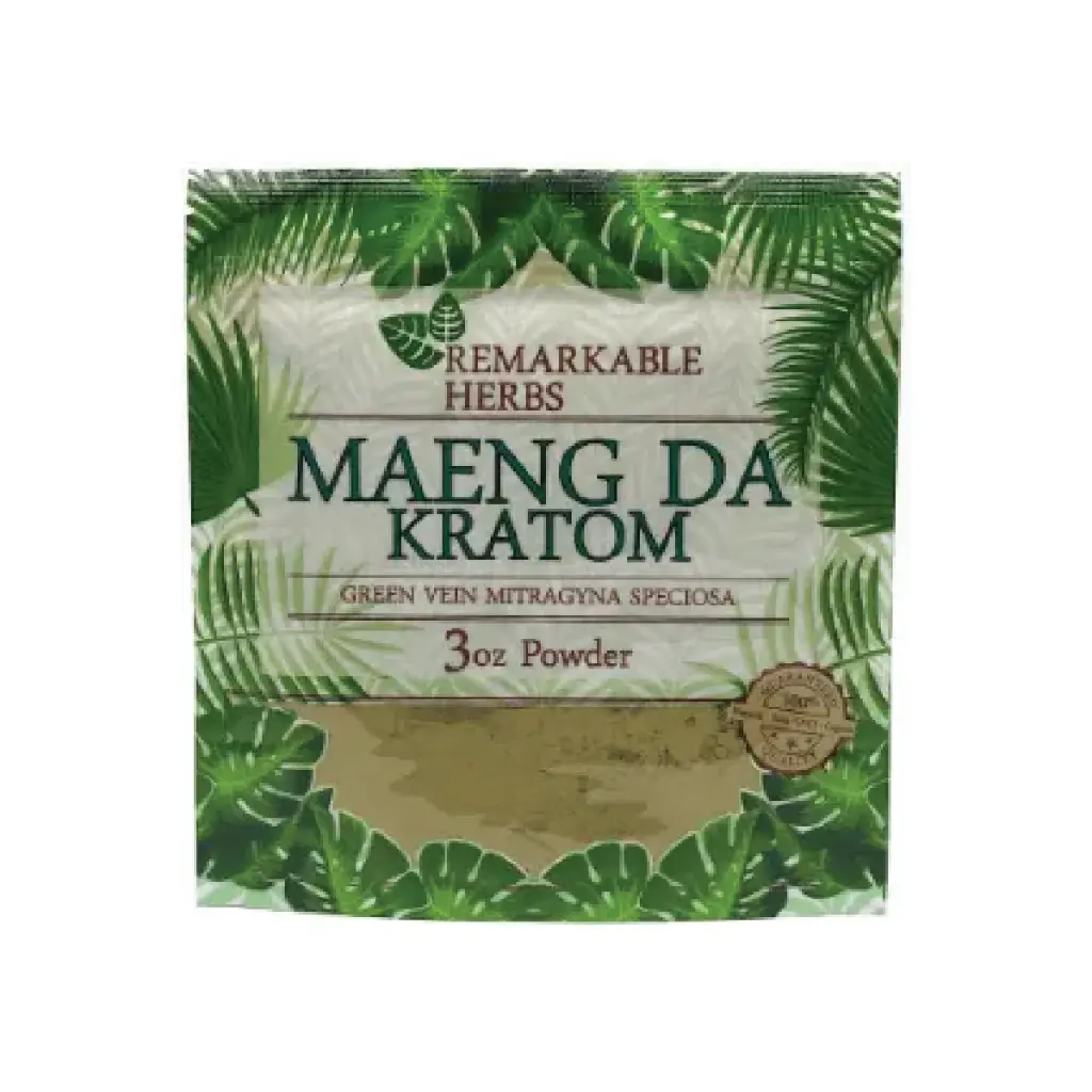 Remarkable Herbs - Green Vein Kratom Powder - Maeng Da - 3oz