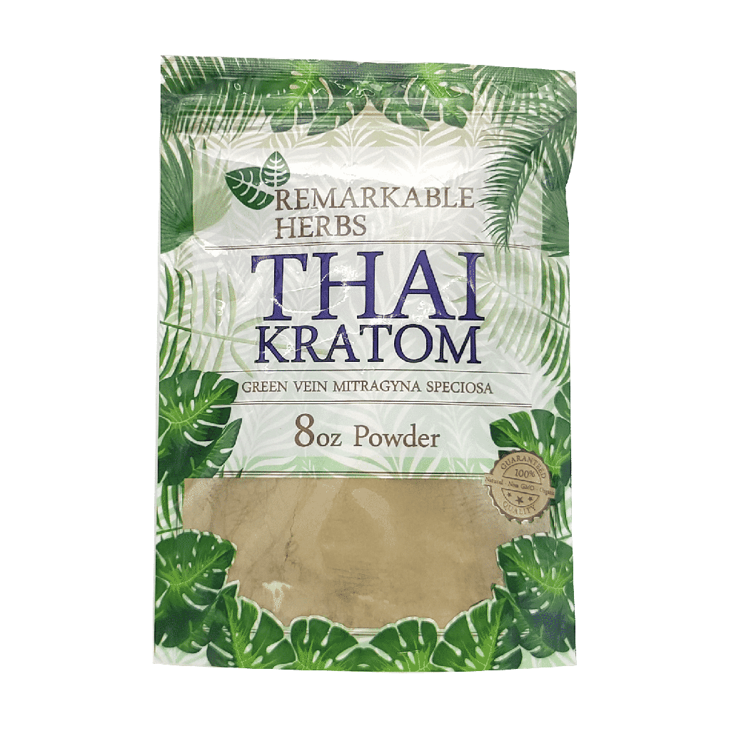 Remarkable Herbs - Green Vein Kratom Powder - Thai - 8oz