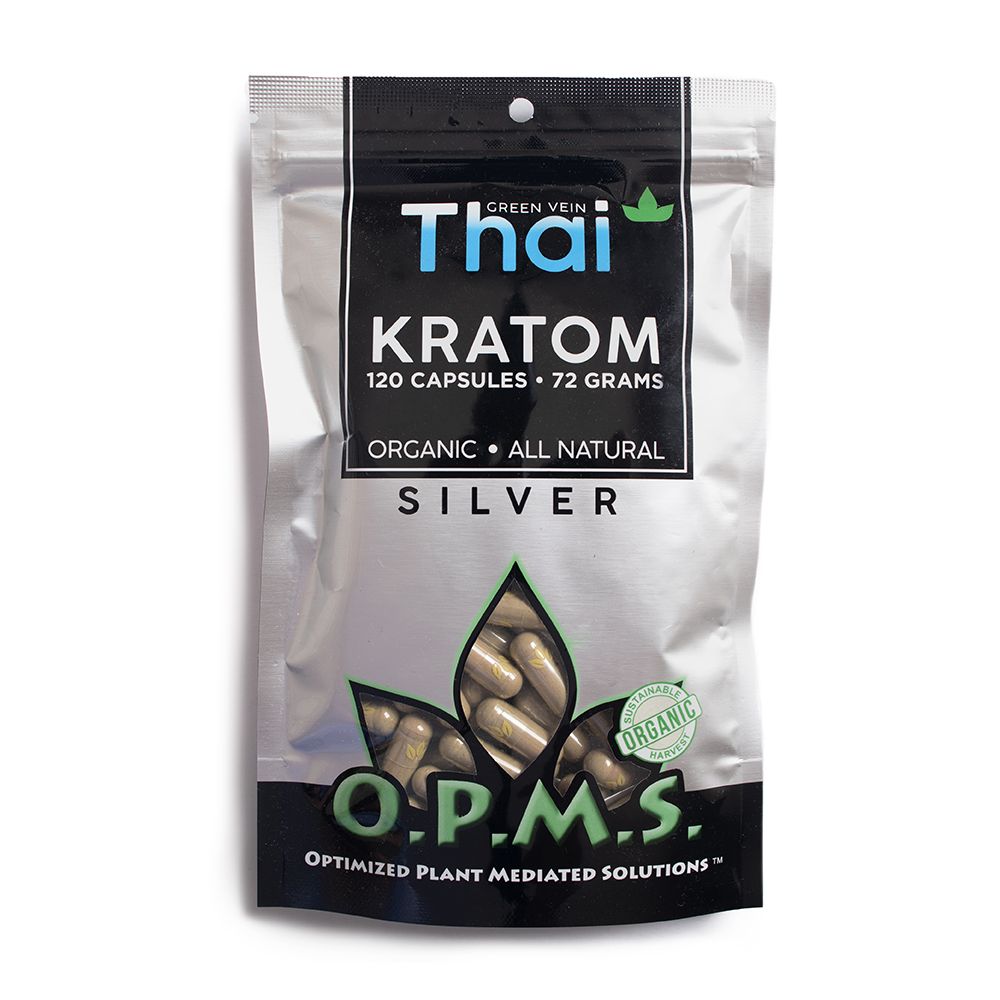 O.P.M.S. - Silver Green Thai Kratom Capsules - 120 CT