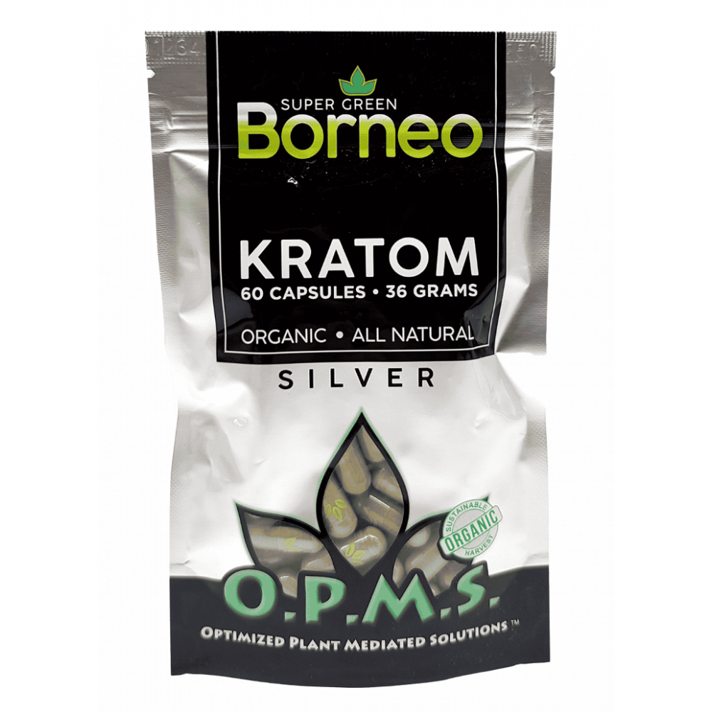 O.P.M.S. - Silver Super Green Borneo Kratom Capsules - 480 CT