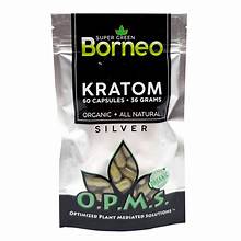 O.P.M.S. - Silver Super Green Borneo Kratom Capsules - 60 CT