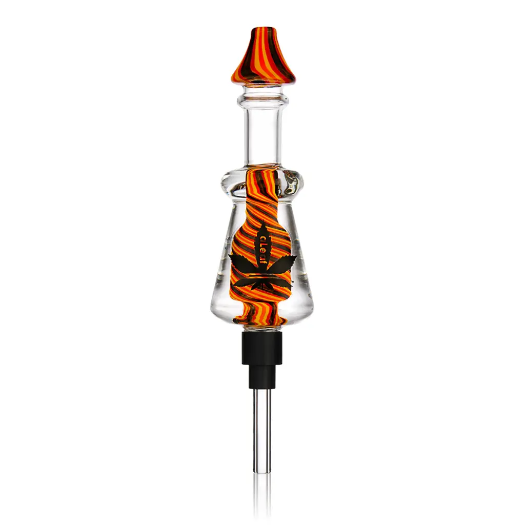 aLeaf- Glycerin Dab Straw w/ Dish Travel Kit - Orange Swirl