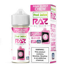 Pod Juice x RAZ Series - E-Liquid - Pink Burst Chew - 6mg/100ml