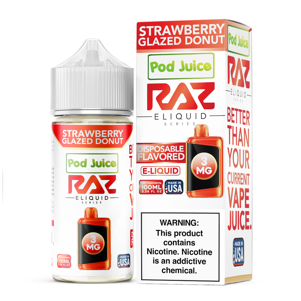 Pod Juice x RAZ Series - E-Liquid - Strawberry Glazed Donut - 3mg/100ml