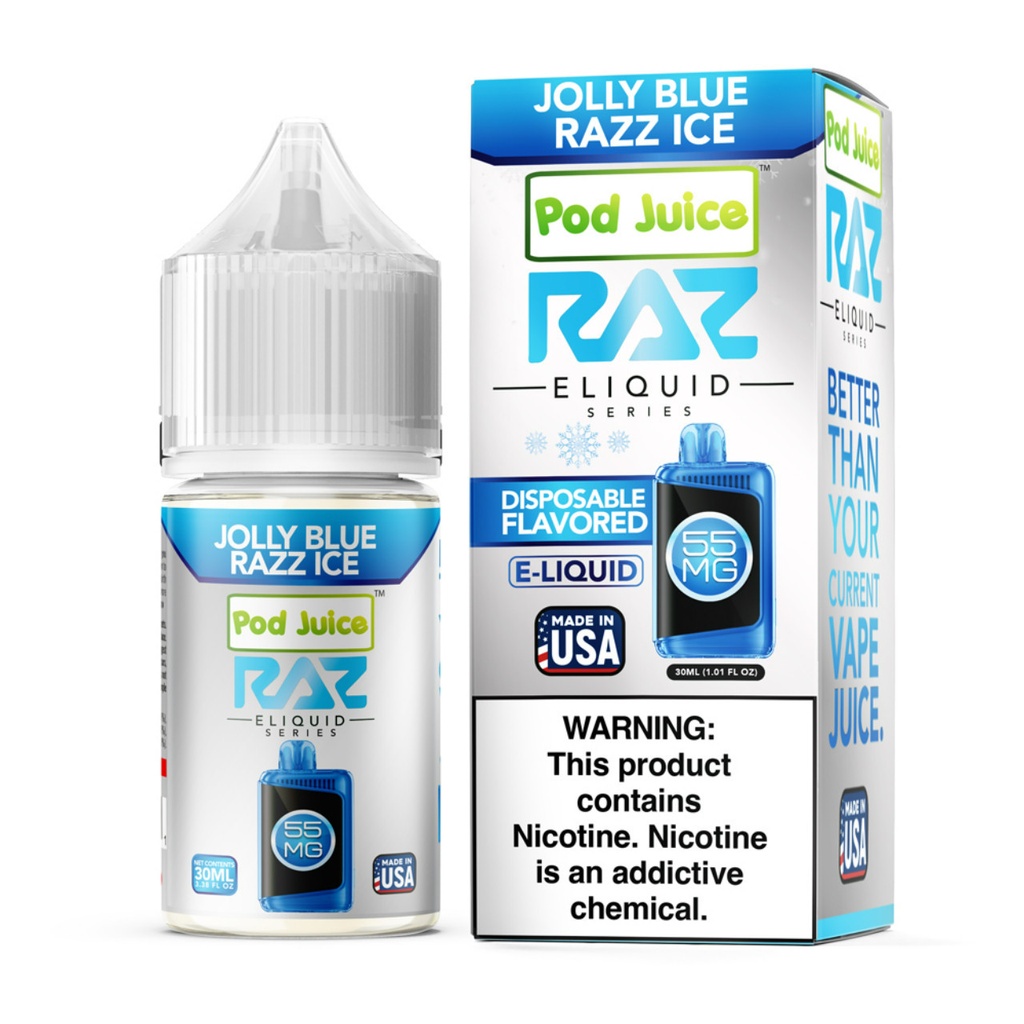 Pod Juice x RAZ Series - Salt - Jolly Blue Razz Ice - 55mg/30ml