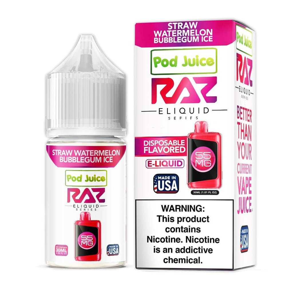 Pod Juice x RAZ Series - Salt - Straw Watermelon Bubblegum Ice - 35mg/30ml