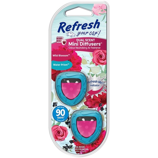 Refresh your car - Mini Diffuser - Wild Blossoms / Water Prism - 2pk In Tray