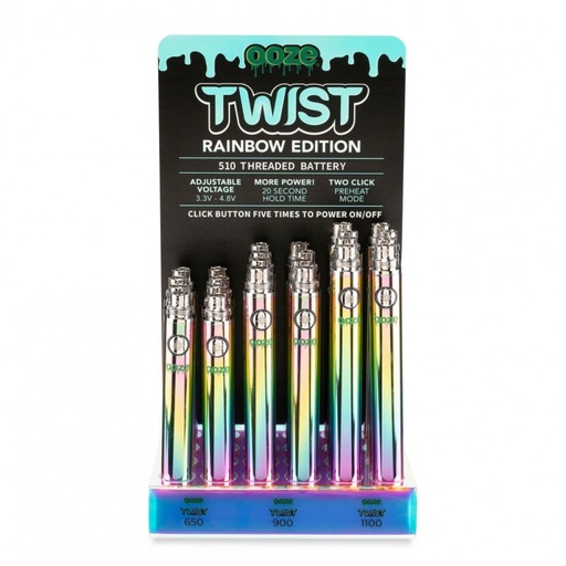Ooze - Twist - Rainbow Edition - Assorted Sizes - 24 ct - Battery Display