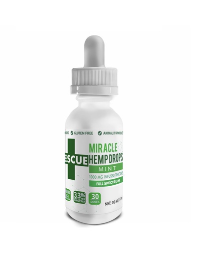 Rescue - Miracle Hemp Drops - Peppermint - 1000 MG