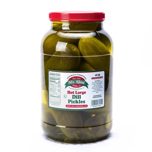 Mrs Klein's - Hot Large Whole Dill Pickles - 1 Gallon