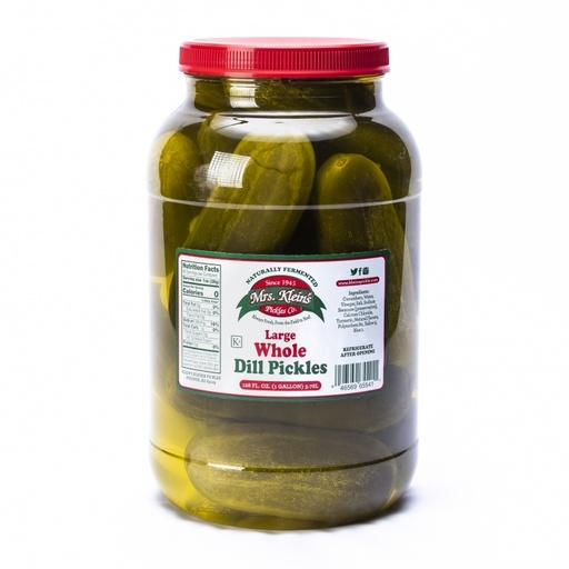 Mrs Klein's - Large Whole Dill Pickles - 1 Gallon