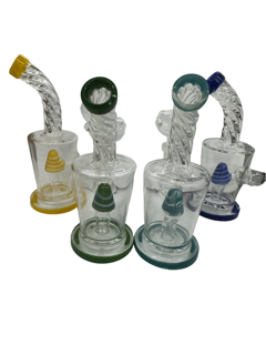 6" Waterpipe w/Swirled beaker Mushroom inside - Assorted Colors