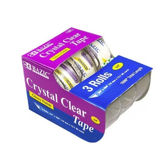 Bazic Products - Crystal Clear Tape - 3 Rolls