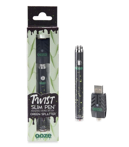 Ooze - Twist Slim Pen - 320 mAh Flex Temp Battery - Green Splatter