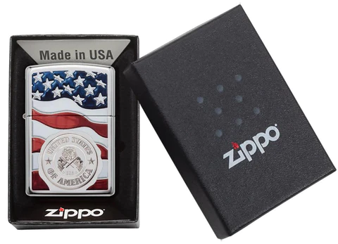 Zippo Lighter - Made in USA Flag