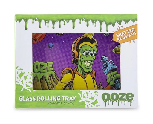 Ooze - Small Glass Rolling Tray - Shatter Resistant - Assorted Designs 