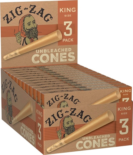 Zig-Zag - Unbleached Cones - King Size - 3 Pack