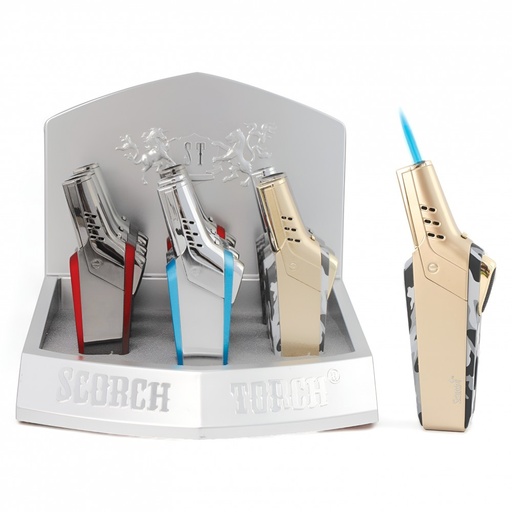 Scorch Torch - Premium Torch - 80 Degree Angle - Two-Toned Brushed & Satin Metallic Designs - 9 CT