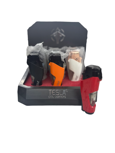 Tesla - Double Flame Torch Lighter w/Cigar Punch - Assorted Colors