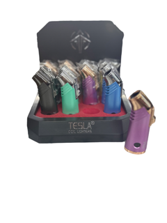 Tesla - Mini Triple Flame - Butane Refillable - Torch Lighter - Assorted Colors