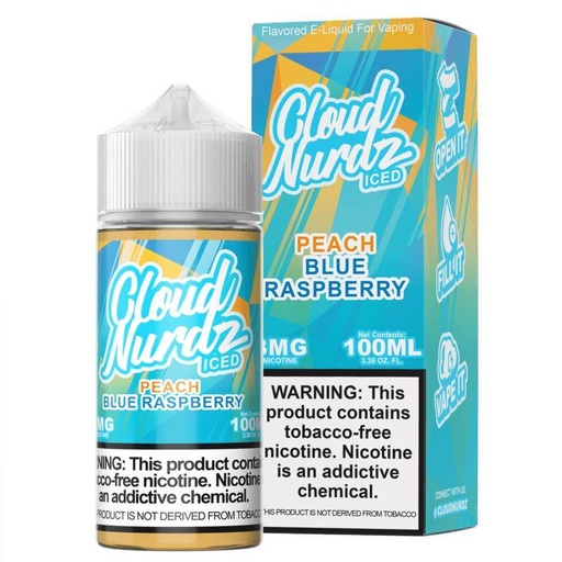 Cloud Nurdz - Iced Salts - Iced Blue Raspberry Peach - 6mg/100ml