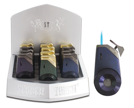 Scorch Torch - Circle Grip Torch w/See-Thru Butane - Assorted Colors - 12pcs
